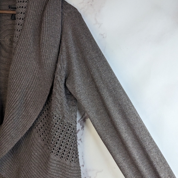 Soma Cardigan Size Small Brown Sweater Boho Open Front Waterfall Women Cotton - Picture 11 of 11